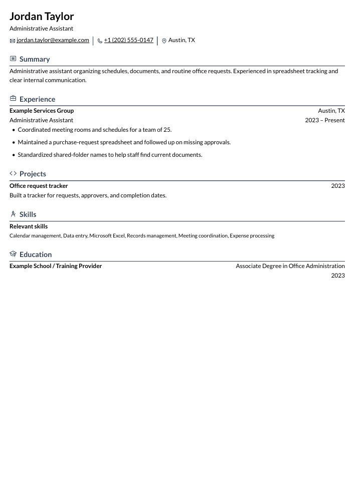 Administrative Assistant resume in the Rhyhorn layout